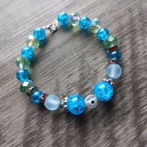 Eye See You- Blue and Green Evil Eye Charm Bracelet